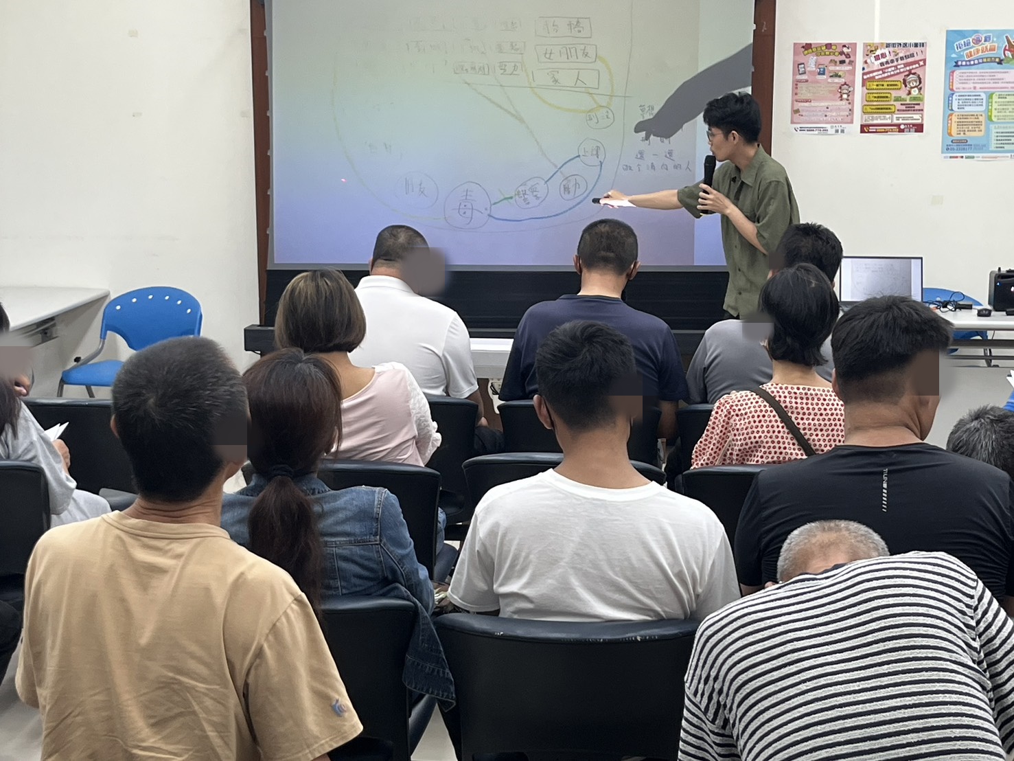 114.7.1陳昭淇職能治療師分享並說明他人繪製川流人生。