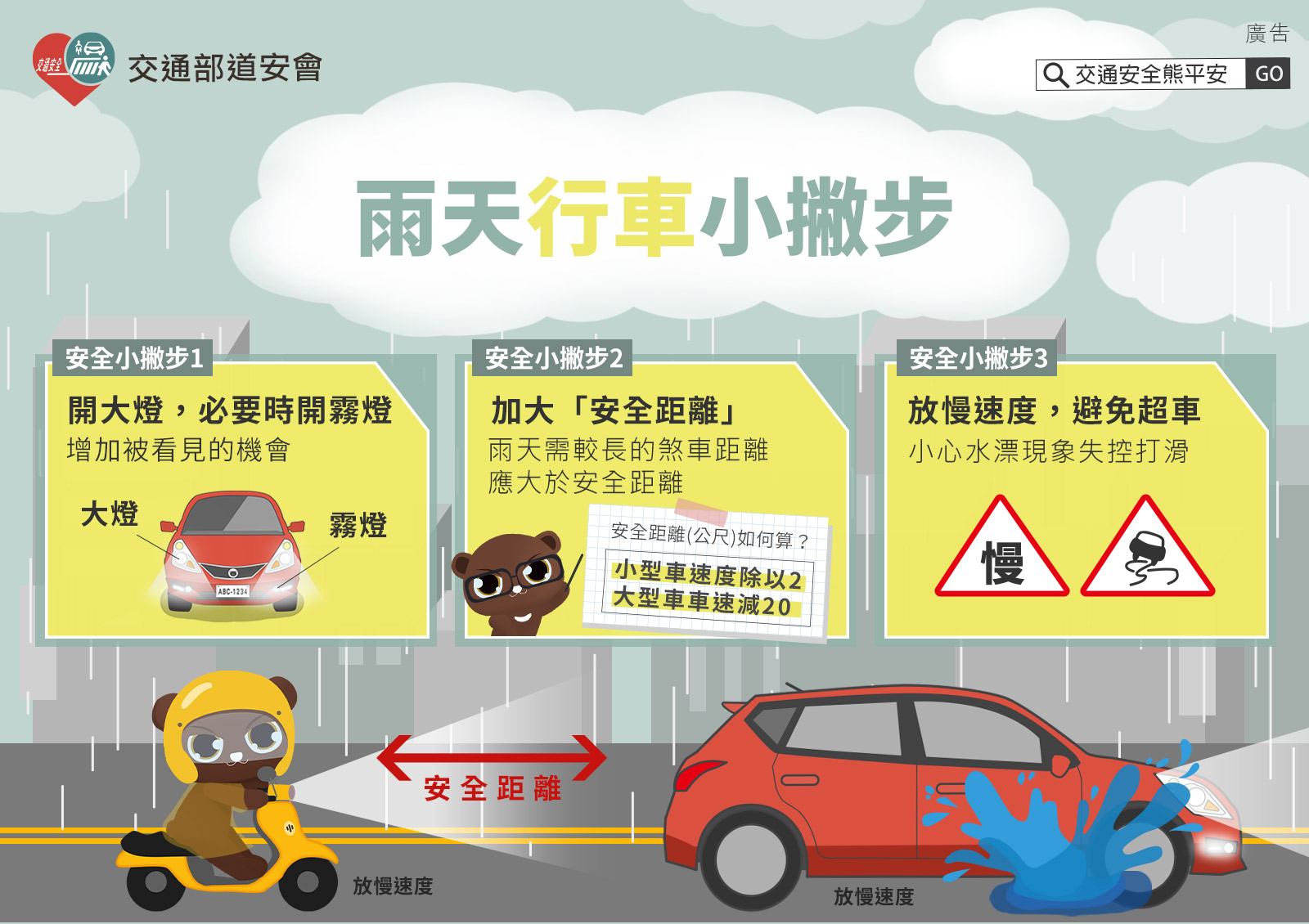 道路安全你我他，切記小心謹慎！